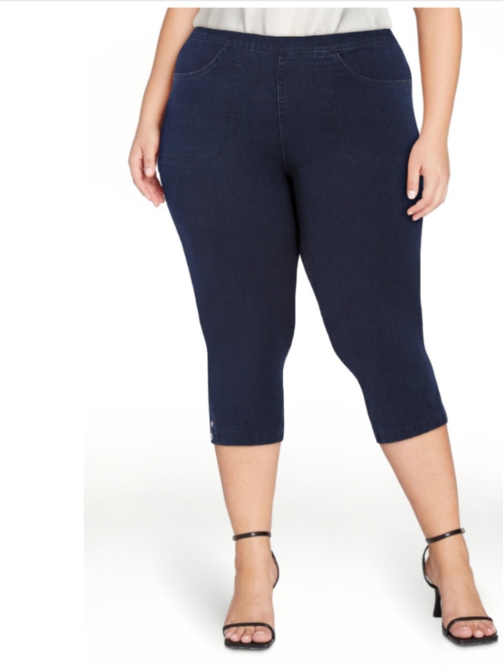 Just My Size Women’s Plus Dark Indigo 23” Inseam Snap Hem Pants Size 0X NWT